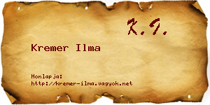 Kremer Ilma névjegykártya